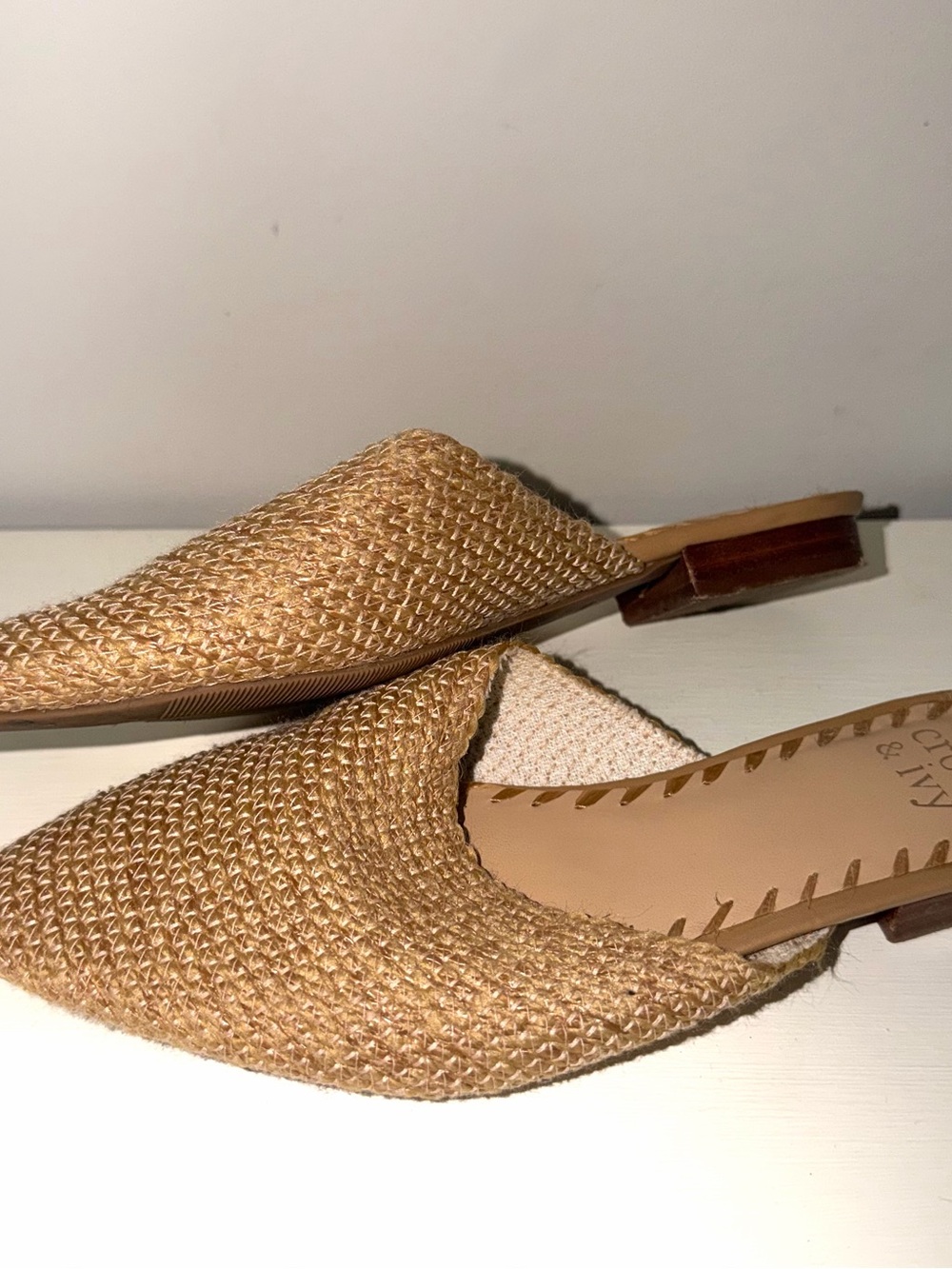 Woven Pointed-Toe Mule - Natural Tan